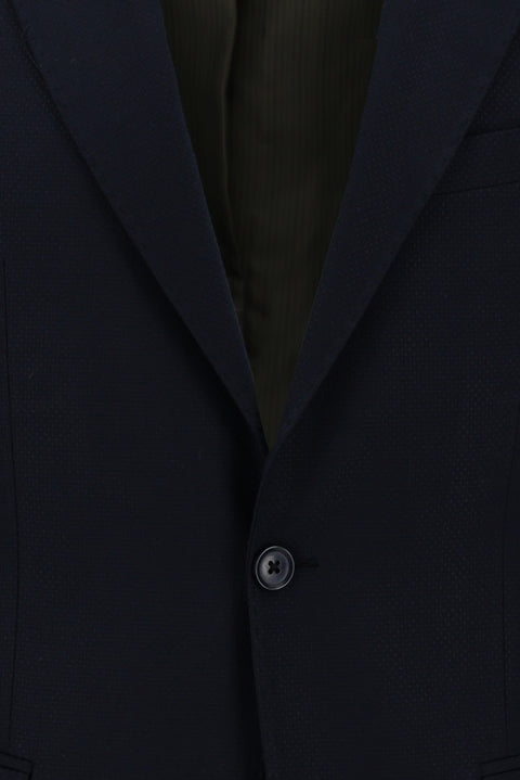 Dark Navy 6 Drop Regular Fit Standard Cut Elasticated Waist Drawstring Patterned Suit