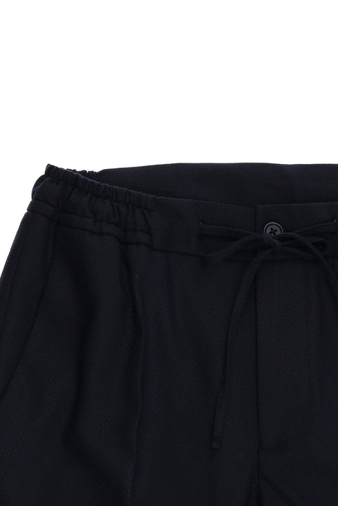 Dark Navy 6 Drop Regular Fit Standard Cut Elasticated Waist Drawstring Patterned Suit
