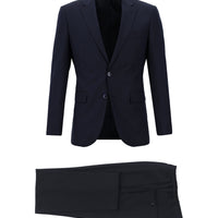 Dark Navy 7 Drop Slim Fit Narrow Cut Elastic Waist Drawstring Patterned Suit