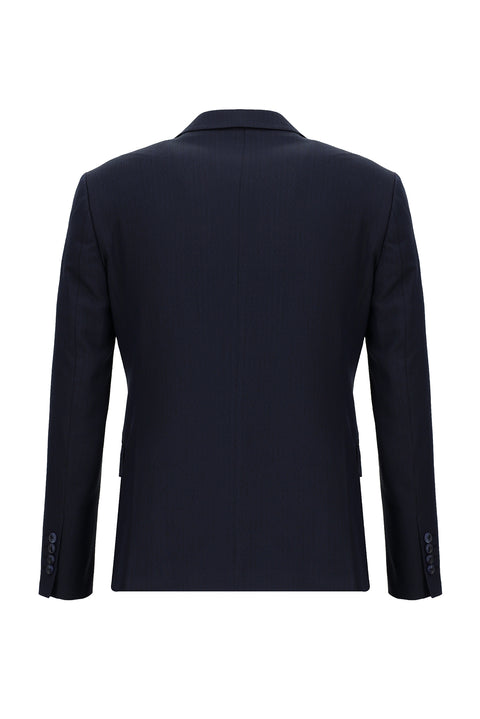 Dark Navy 7 Drop Slim Fit Narrow Cut Elastic Waist Drawstring Patterned Suit
