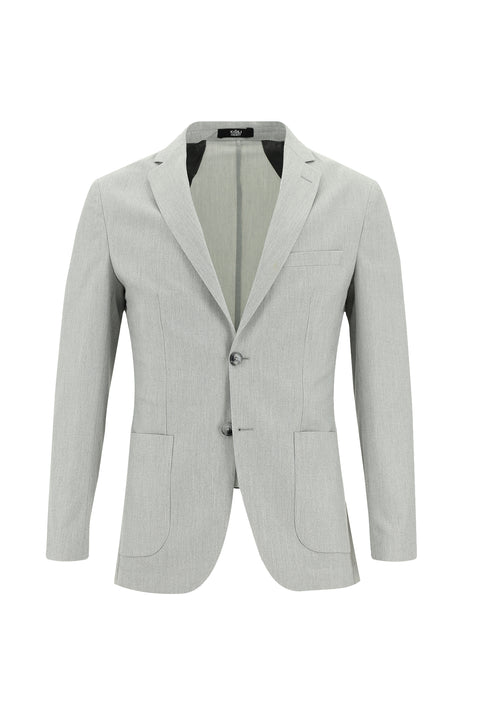 Medium Grey 7 Drop Super Slim Fit Extra Narrow Cut Elastic Waist Drawstring Patterned Suit