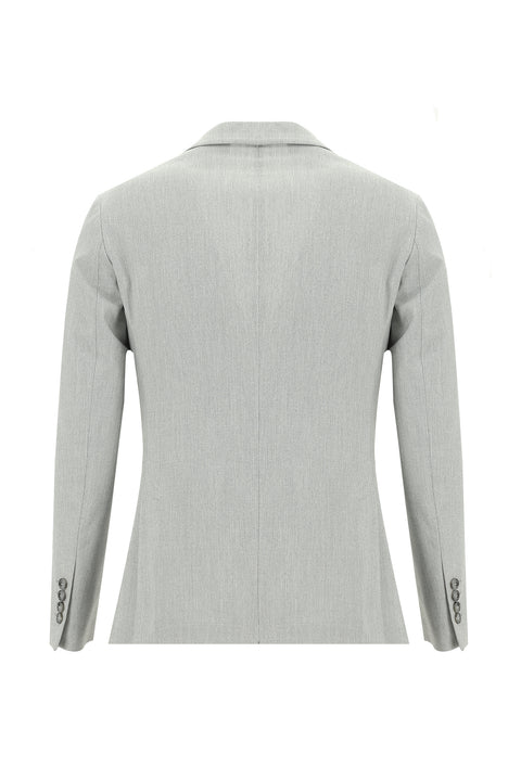 Medium Grey 7 Drop Super Slim Fit Extra Narrow Cut Elastic Waist Drawstring Patterned Suit