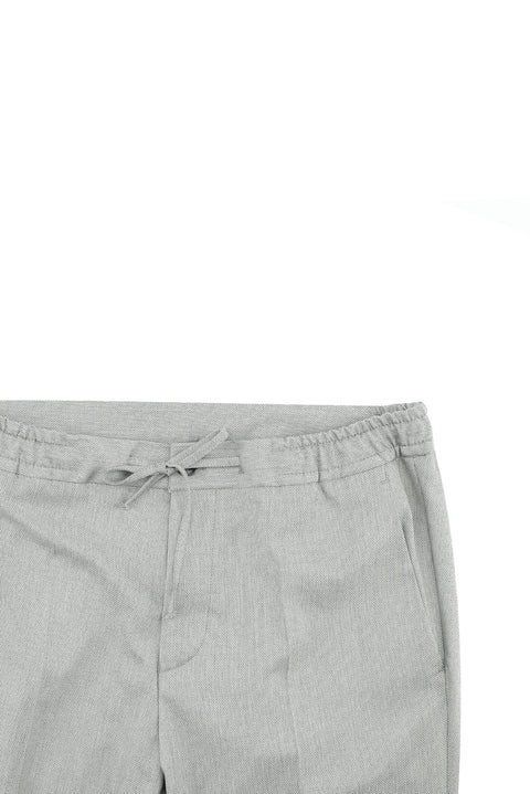 Medium Grey 7 Drop Super Slim Fit Extra Narrow Cut Elastic Waist Drawstring Patterned Suit