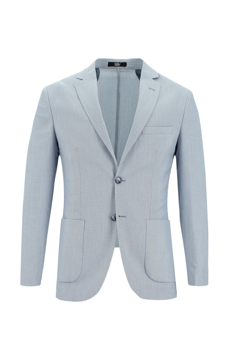 Light Blue 7 Drop Super Slim Fit Extra Narrow Cut Elastic Waist Drawstring Patterned Suit