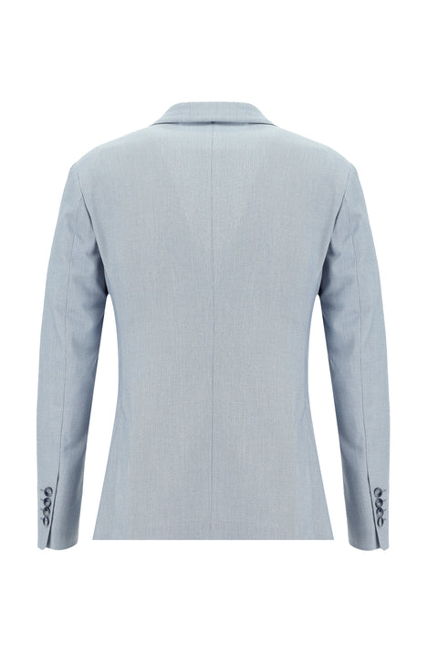 Light Blue 7 Drop Super Slim Fit Extra Narrow Cut Elastic Waist Drawstring Patterned Suit