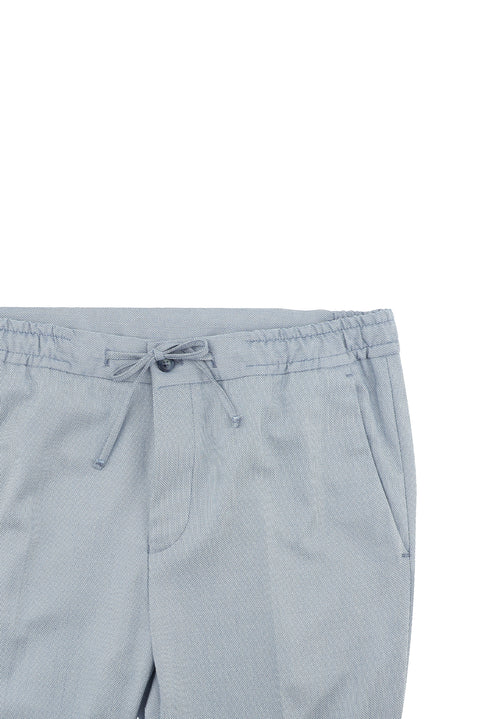 Light Blue 7 Drop Super Slim Fit Extra Narrow Cut Elastic Waist Drawstring Patterned Suit