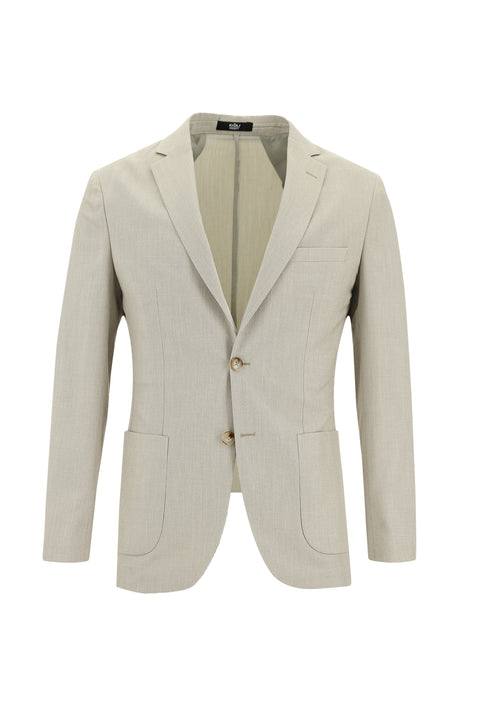 Medium Beige 7 Drop Super Slim Fit Extra Narrow Cut Elastic Waist Drawstring Patterned Suit