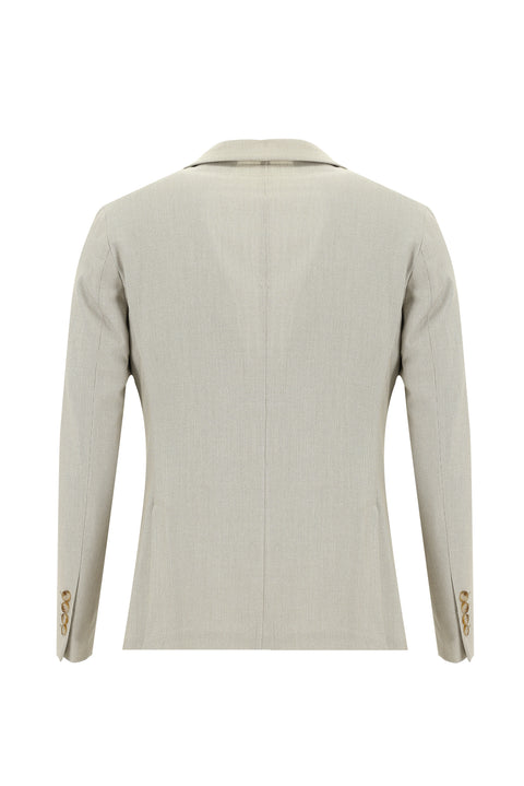 Medium Beige 7 Drop Super Slim Fit Extra Narrow Cut Elastic Waist Drawstring Patterned Suit