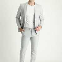 Light Gray 8 Drop Muscle Fit Long Athletic Cut Suit with Elastic Waist Drawstring