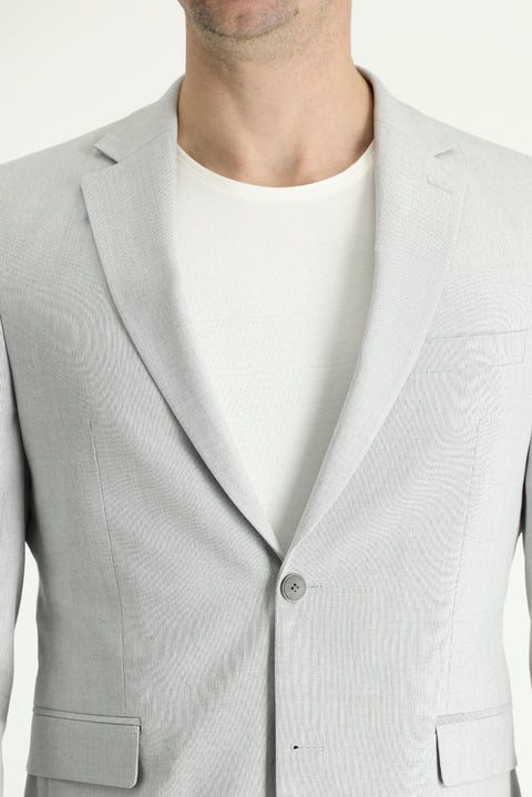 Light Gray 8 Drop Muscle Fit Long Athletic Cut Suit with Elastic Waist Drawstring