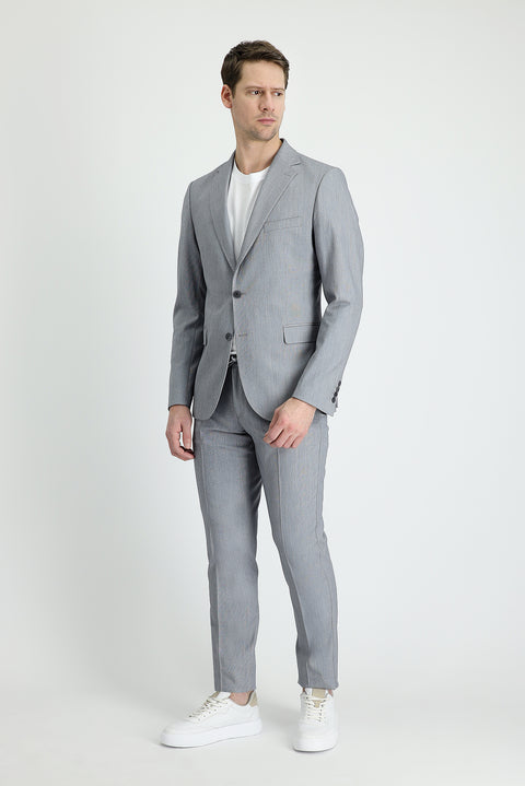 Medium Gray 7 Drop Slim Fit Narrow Cut Elastic Waist Drawstring Suit