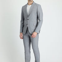 Medium Gray 8-Drop Muscle Fit Long Athletic Cut Suit with Elasticated Waist and Drawstring