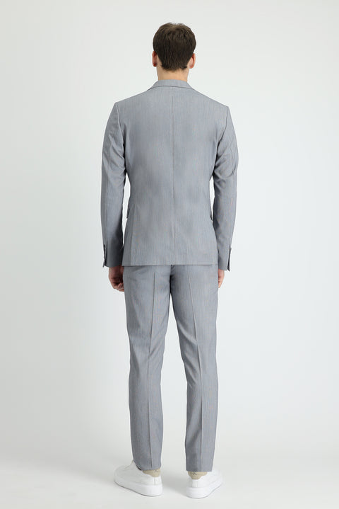 Medium Gray 7 Drop Slim Fit Narrow Cut Elastic Waist Drawstring Suit