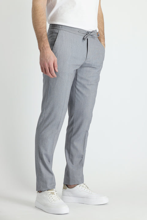 Medium Gray 7 Drop Slim Fit Narrow Cut Elastic Waist Drawstring Suit