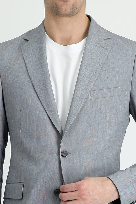 Medium Gray 8-Drop Muscle Fit Long Athletic Cut Suit with Elasticated Waist and Drawstring