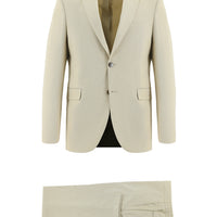 Açık Bej 7 Drop Slim Fit Dar Kesim Beli Lastikli İpli Takım Elbise
