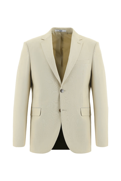 Açık Bej 7 Drop Slim Fit Dar Kesim Beli Lastikli İpli Takım Elbise
