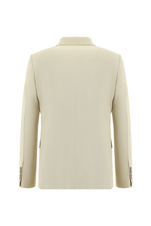 Light Beige 8 Drop Muscle Fit Long Athletic Cut Suit with Elasticated Waist and Drawstring
