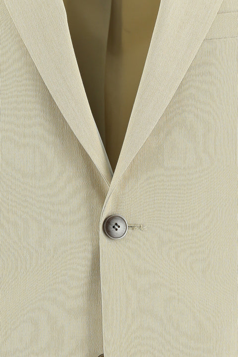 Light Beige 8 Drop Muscle Fit Long Athletic Cut Suit with Elasticated Waist and Drawstring