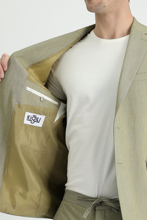 Light Khaki 7 Drop Slim Fit Suit with Elasticated Drawstring Waist