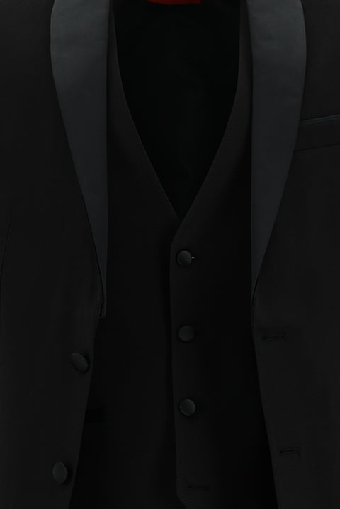 Black 7 Drop Slim Fit Narrow Cut Shawl Collar Vest Tuxedo & Groom Suit