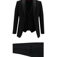 Black 7 Drop Slim Fit Narrow Cut Shawl Collar Vest Tuxedo & Groom Suit
