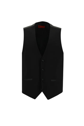  Siyah 7 Drop Slim Fit Dar Kesim Şal Yaka Yelekli Smokin & Damatlık
