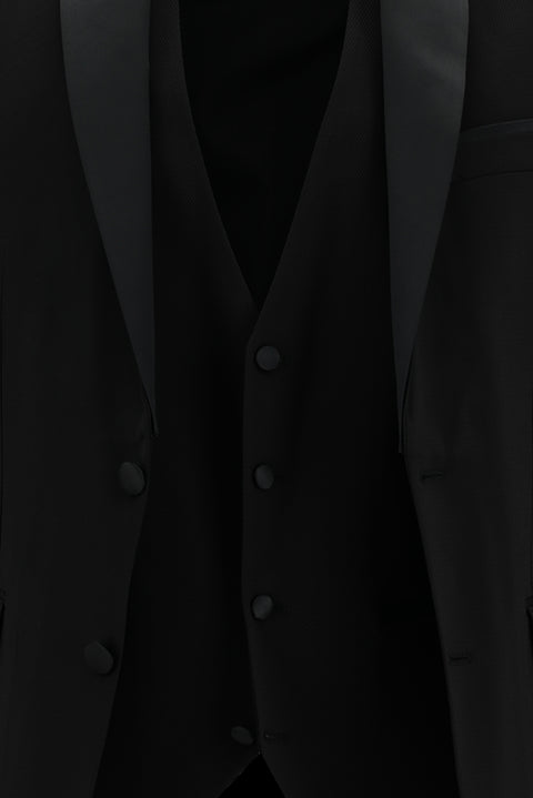 Black 7 Drop Slim Fit Narrow Cut Shawl Collar Vest Tuxedo & Groom Suit