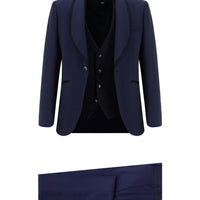 Blue 7 Drop Slim Fit Narrow Cut Shawl Collar Vest Tuxedo & Groom Suit