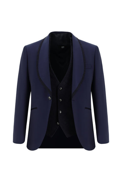 Blue 7 Drop Slim Fit Narrow Cut Shawl Collar Vest Tuxedo & Groom Suit
