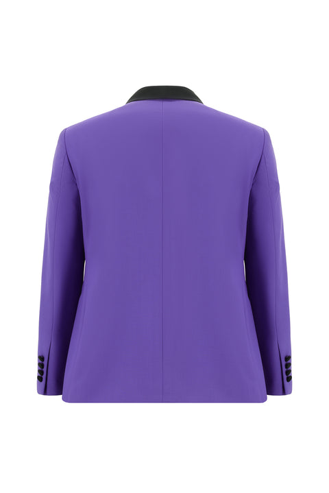 Lila 7 Drop Slim Fit Dar Kesim Şal Yaka Yelekli Smokin & Damatlık