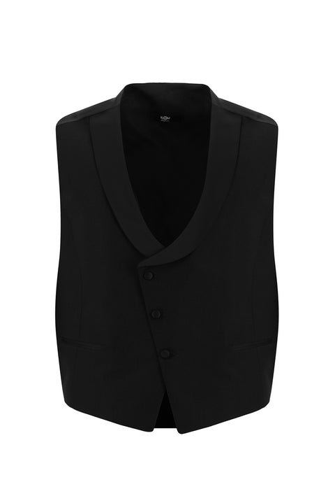 Black 7 Drop Slim Fit Narrow Cut Shawl Collar Vest Tuxedo & Groom Suit