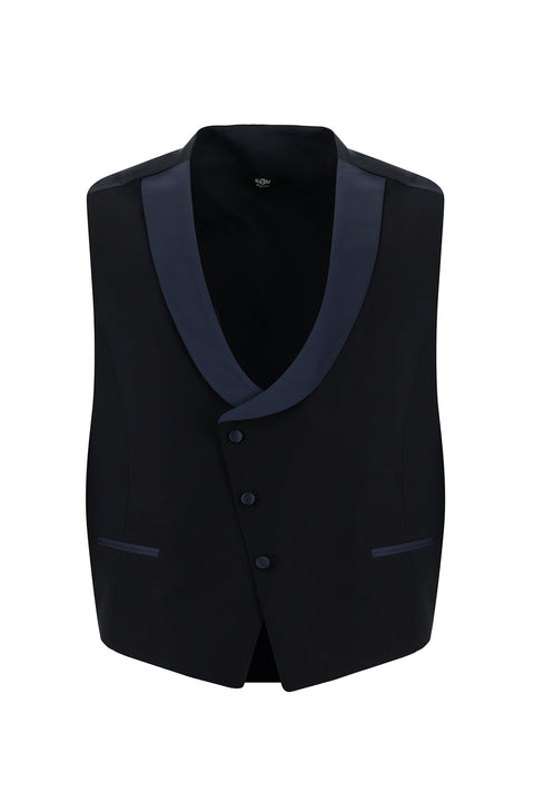 Dark Navy 4-Drop Relaxed Fit Shawl Collar Vest Tuxedo & Groom Suit