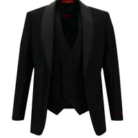 Black 7 Drop Slim Fit Narrow Cut Shawl Collar Vest Tuxedo & Groom Suit