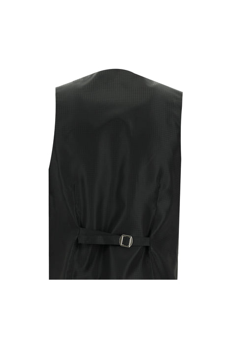 Siyah 7 Drop Slim Fit Dar Kesim Şal Yaka Yelekli Smokin & Damatlık