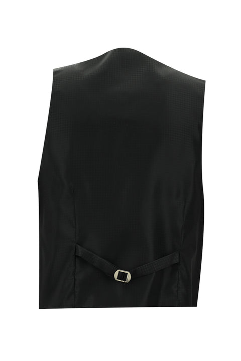 Siyah 7 Drop Slim Fit Dar Kesim Şal Yaka Yelekli Smokin & Damatlık