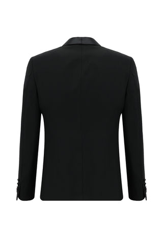  Siyah 7 Drop Slim Fit Dar Kesim Şal Yaka Yelekli Smokin & Damatlık