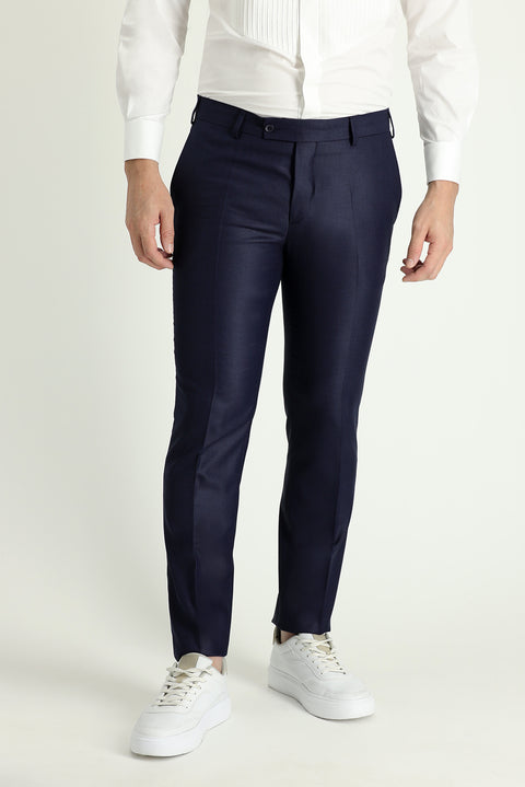 Koyu Lacivert 7 Drop Slim Fit Dar Kesim Şal Yaka Smokin & Damatlık