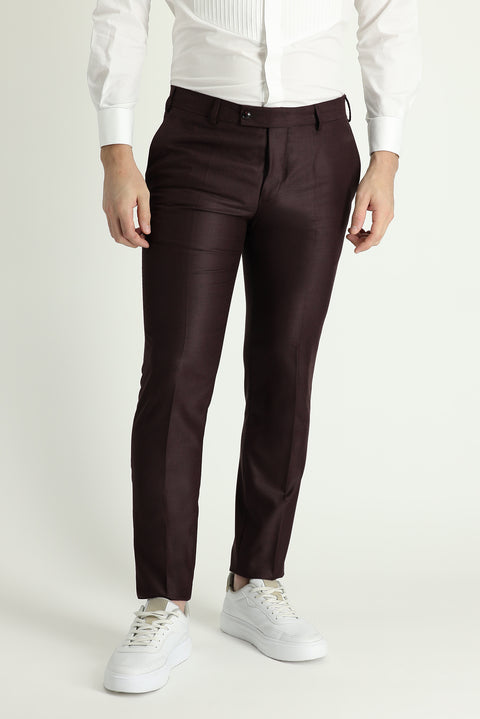 Koyu Bordo 7 Drop Slim Fit Dar Kesim Şal Yaka Smokin & Damatlık