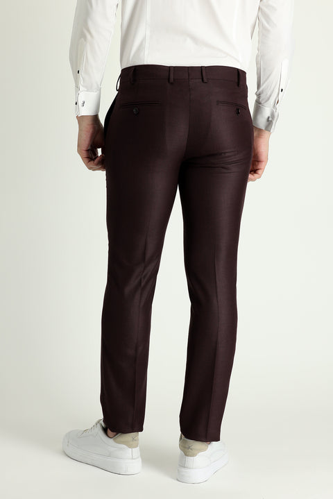 Koyu Bordo 7 Drop Slim Fit Dar Kesim Şal Yaka Smokin & Damatlık