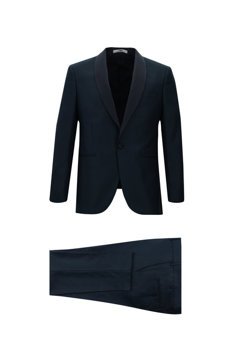 Dark Green 7 Drop Slim Fit Narrow Cut Shawl Collar Tuxedo & Groom Suit