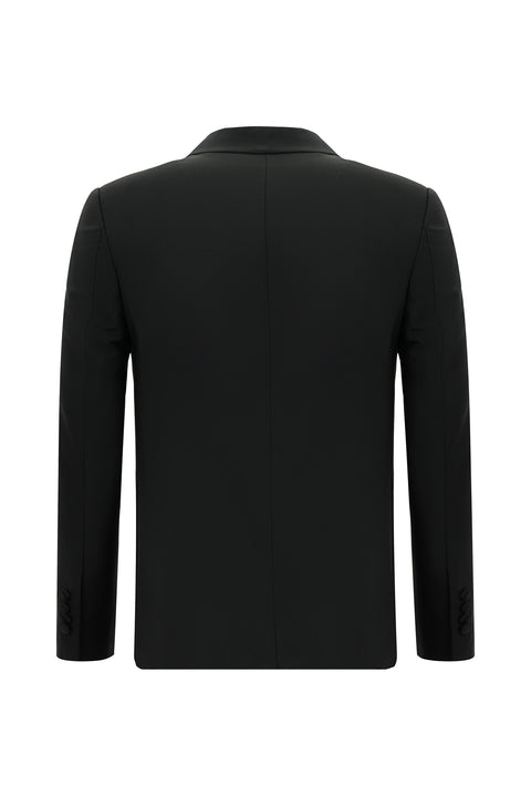 Black 4-Drop Relaxed Fit Loose Cut Shawl Collar Wool Vest Tuxedo & Groom Suit