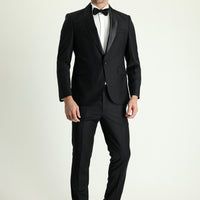 Siyah 7 Drop Slim Fit Dar Kesim Şal Yaka Smokin & Damatlık