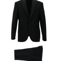 Siyah 7 Drop Slim Fit Dar Kesim Şal Yaka Smokin & Damatlık