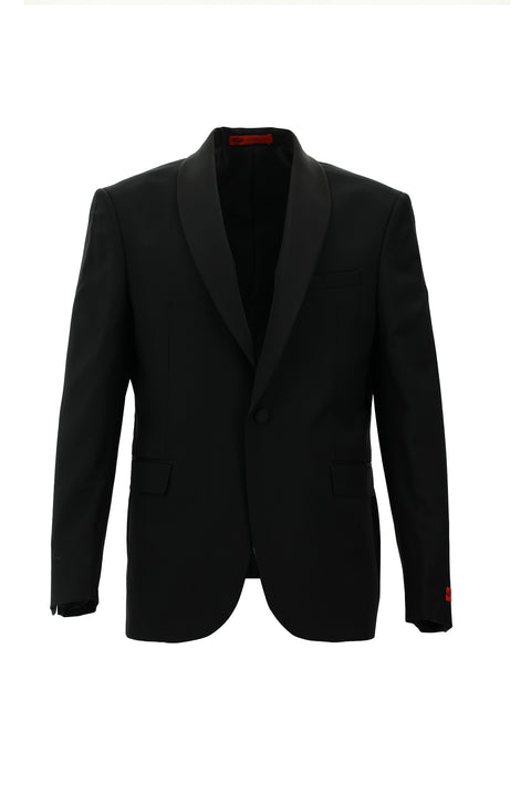 Siyah 7 Drop Slim Fit Dar Kesim Şal Yaka Smokin & Damatlık