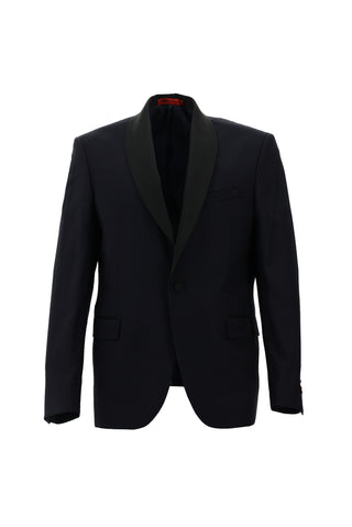  Koyu Lacivert 7 Drop Slim Fit Dar Kesim Şal Yaka Smokin & Damatlık