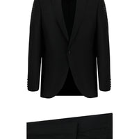 Siyah 7 Drop Slim Fit Dar Kesim Sivri Yaka Smokin & Damatlık