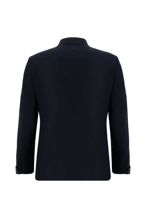 Dark Navy 7 Drop Slim Fit Narrow Cut Pointed Collar Vest Tuxedo & Groom Suit