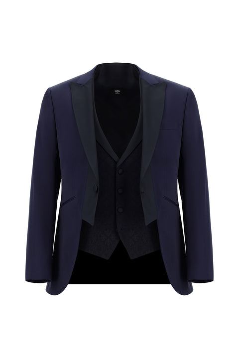 Blue 7 Drop Slim Fit Narrow Cut Mono Collar Vest Tuxedo & Groom Suit