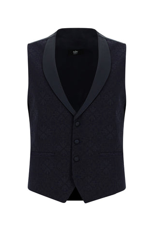  Mavi 7 Drop Slim Fit Dar Kesim Mono Yaka Yelekli Smokin & Damatlık
